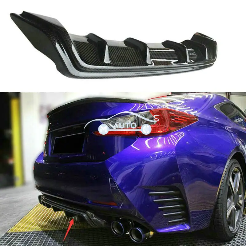 Real Carbon Fiber CF Rear Bumper Diffuser Lip Cover Factory Bodykit Extension Fit For 2015-2018 Lexus RC200t RC300 RC350 F-Sport