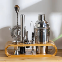 10pcs Shaker Set Stainless Steel Cocktail Wine Martini Boston Mixer Bartender Complete Kit with Stand for Drinks Party Bar Tools