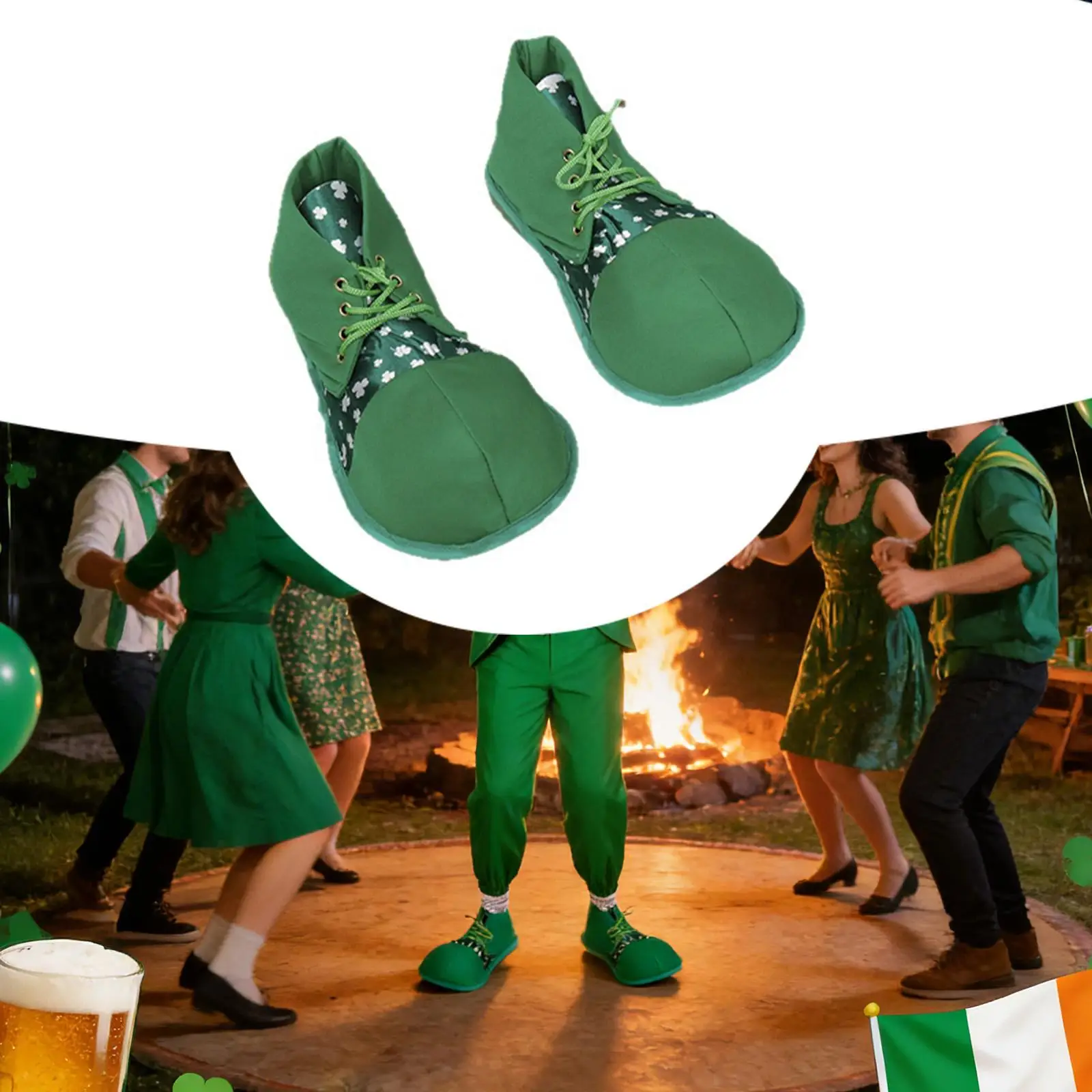 

ST. Patrick's Day Clown Shoes Footwear for New Year Stage Performance Dress up