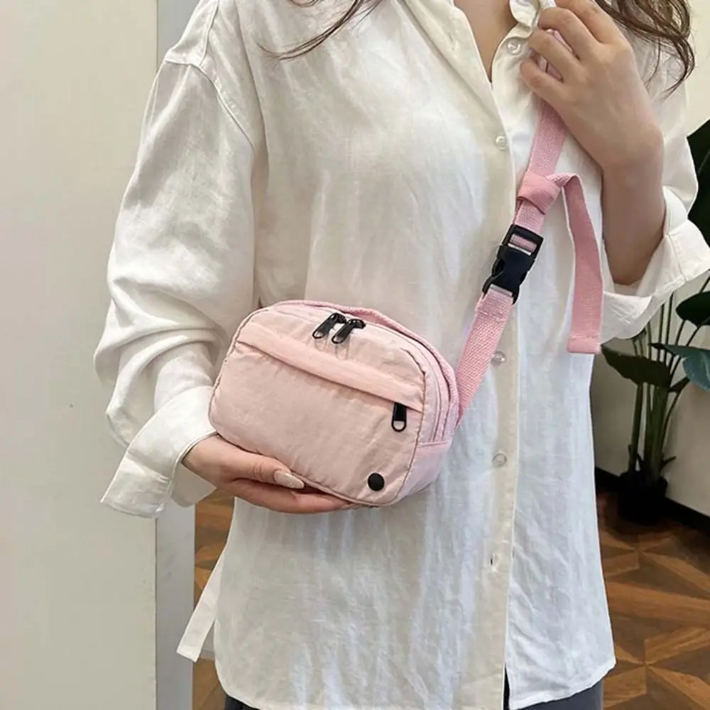 

Fanny Packs Nylon Square Bag Large Capacity Zipper Sling Crossbody Bag Korean Style Solid Color Versatile Waist Pack Shopping
