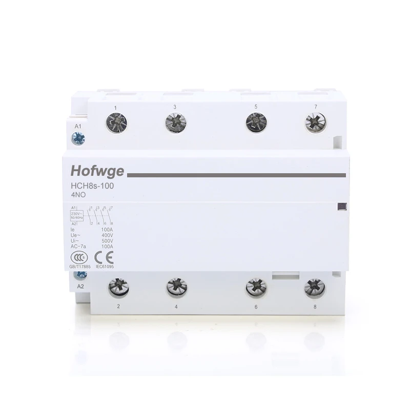 HCH8s-100 Modular Contactor 2P 4P 100A 4NO 2NO2NC  24V 110V 220V Automatic Household Contactor Din Rail Type