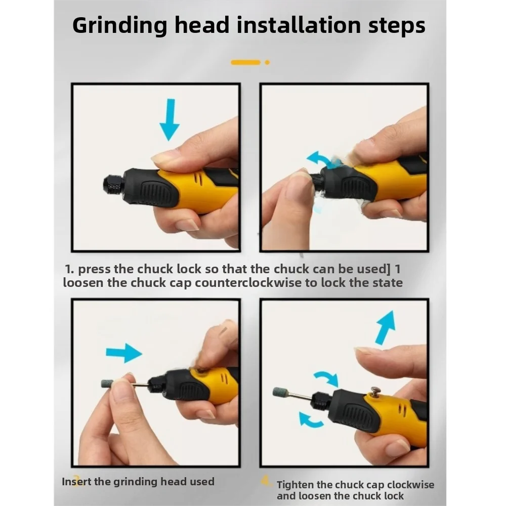 Cordless Mini Grinder 3 Speeds Adjustable 3.6V Power Rotary Tool Kit with 57 Accessories USB Recharge Polisher Grinding