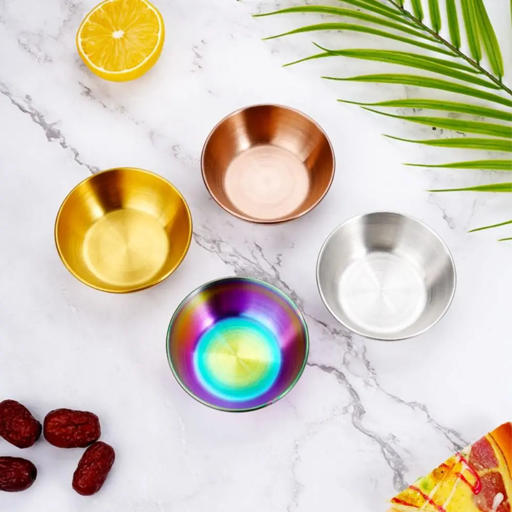 

2pcs Stainless Steel Dip Sauce Dish Deepened Thickened Seasoning Dish Creative Multifunctional Snack Dish Dining Table