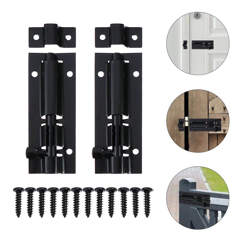 

2 set Stainless Steel Door Bolt Lock Heavy Duty Gate Latch With Lock Hole For Outdoor Security Garden Barn Sliding Door Latch