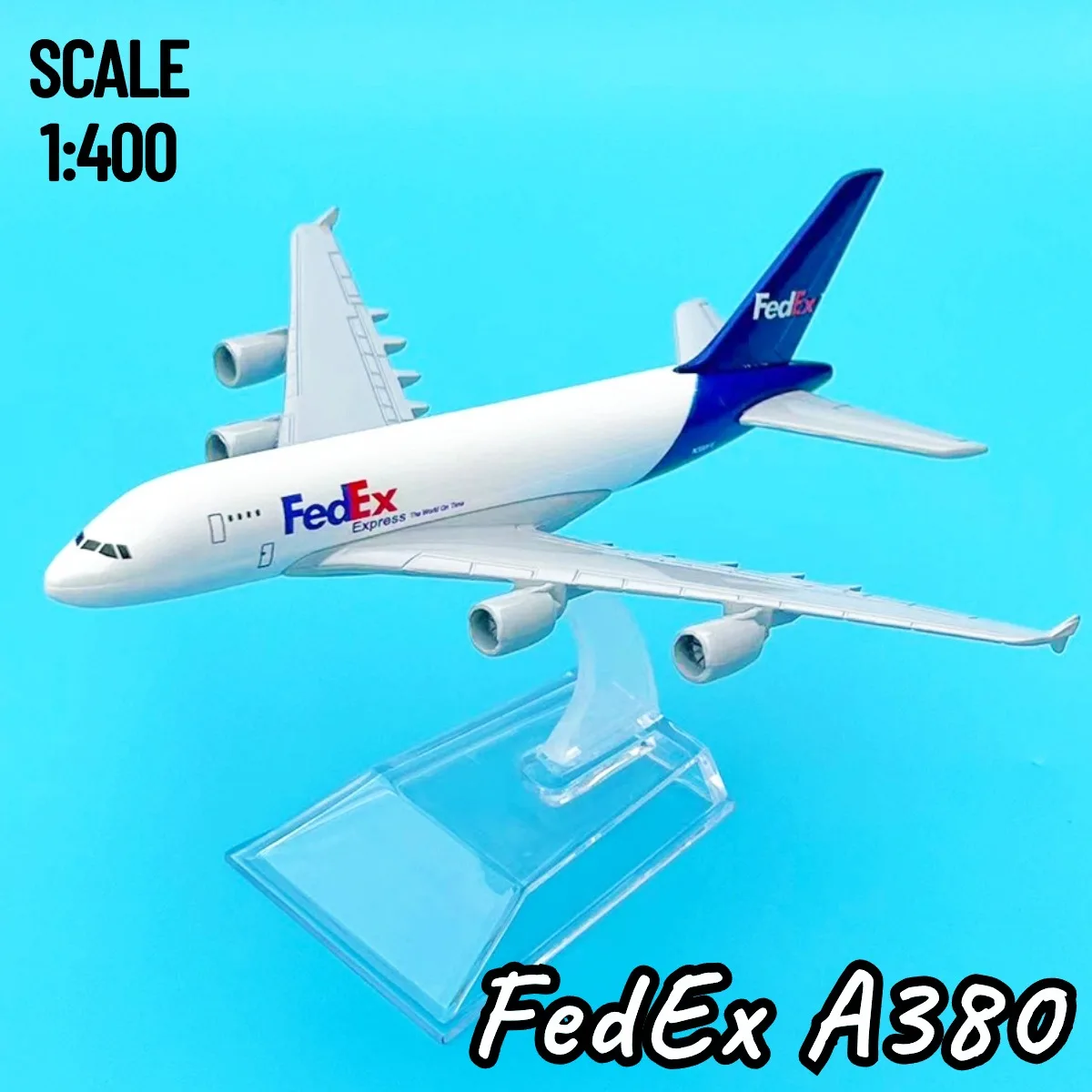 Modelo de aeronave-uma miniatura impressionante para entusiastas da aviação, réplica americana FedEx A380 Metal, escala 16cm, Boeing Airbus A380, 1:400