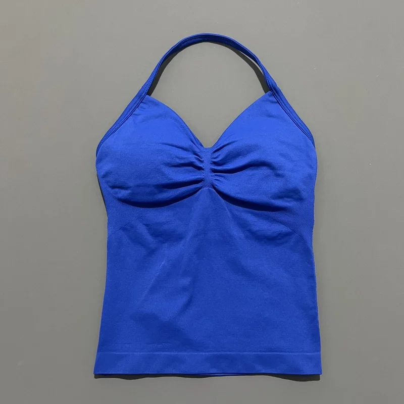 HISTELLO Halter-Yoga-Tanktop für Damen, sexy, mit Trägern, rückenfrei, schmale Passform, gepolstert, atmungsaktiv, für Fitness, Laufen, Workout, Sport-Tops – Detail 25