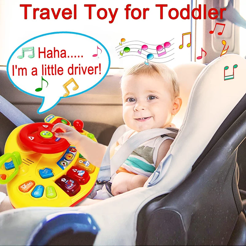 Baby Electric Steering Wheel Toy with Traffic Light Sound Simulation Driving Car Copilot For Toddler Preschool Interactive Toys