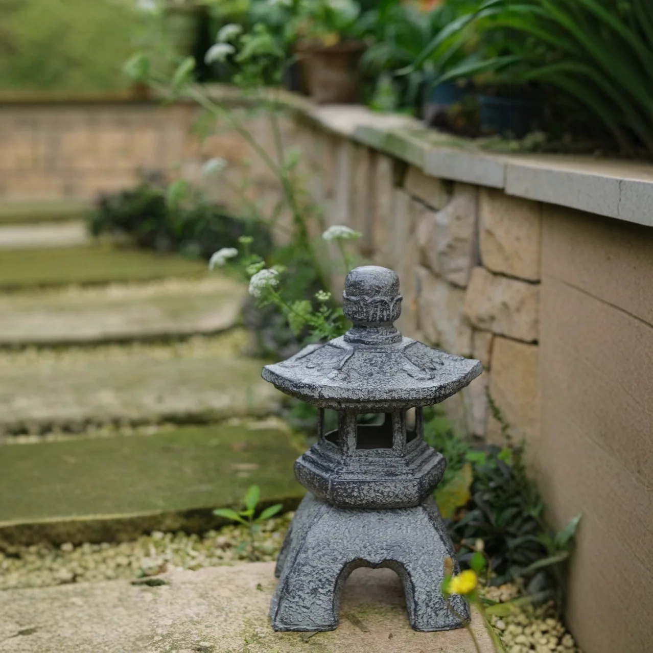 Stone tower outdoor courtyard landscaping night light resin crafts