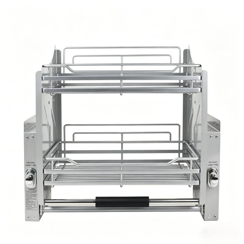 Kitchen Hanging Cabinet Lifting Dishes Pull Baskets Double Layer Damping Hydraulic Smooth Lift Bowls Shelf