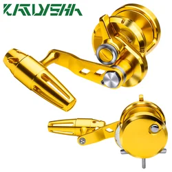 Trolling Reel 5.7:1 CNC Machined Aluminum Jigging Reel 40LB Max Drag Saltwater Fishing Reel T-Bar Handle Left And Right