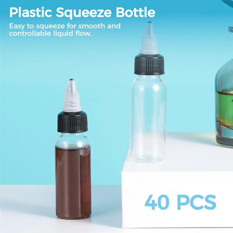 64PCS Clear Dispensing Bottles 4oz Plastic Squeeze Bottles With Twist Top Caps For Oils Inks Liquids Squeeze Bottles For Crafts