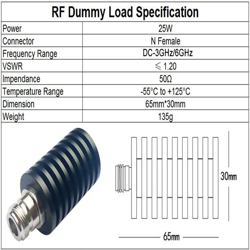 Free shipping RF Coax 25W N Female connector Small 50 ohm DC-3GHz-4GHz-6GHz , Dummy load Plug Quality assurance