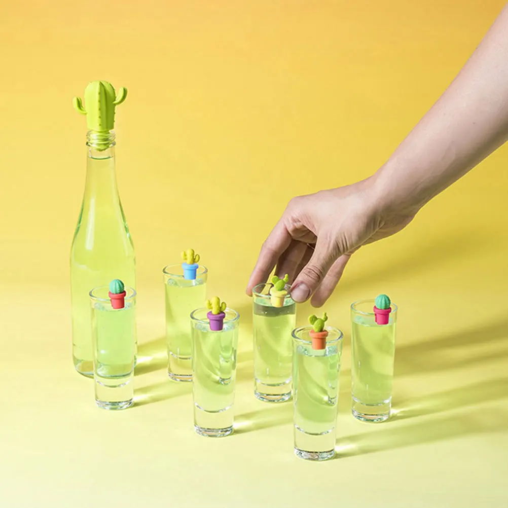 

2Set Silicone Wine Bottle Stoppers Cactus Design Reusable Air-Tight Seal Wine Soda Oil Beverage Drink Marker Charm Preservation