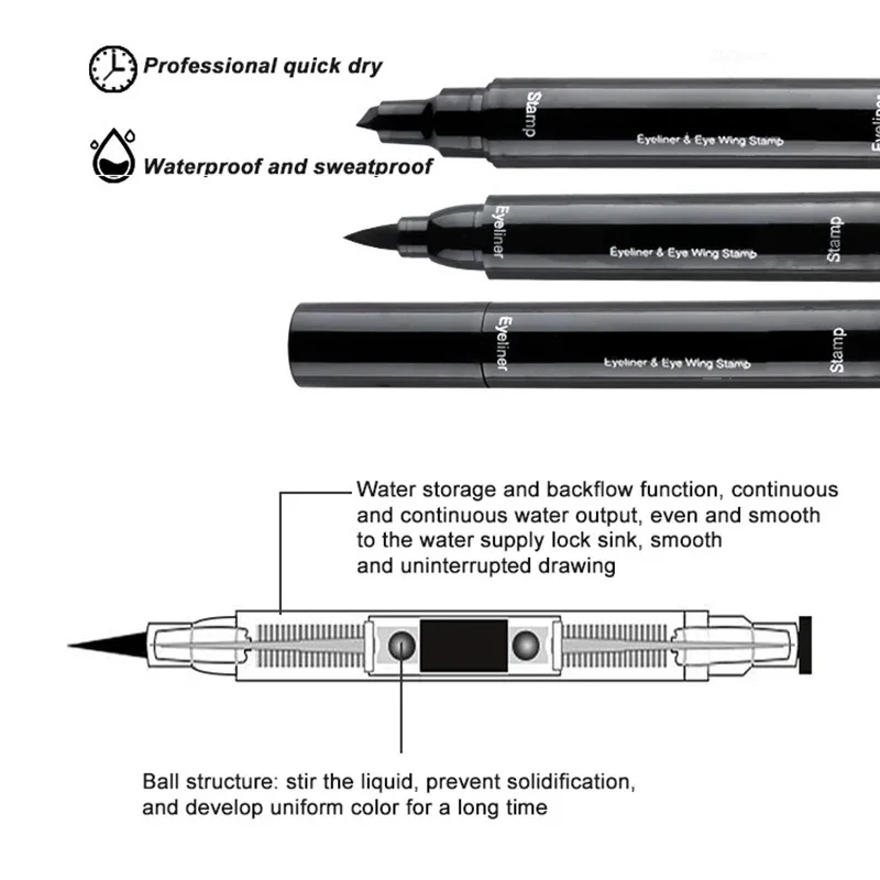 2 In1 Stamp Double-ended Fast Dry Eyeliner Waterproof Lasting Triangle Non-smudge Liquid EyeLiner Pencil Makeup korean cosmetics