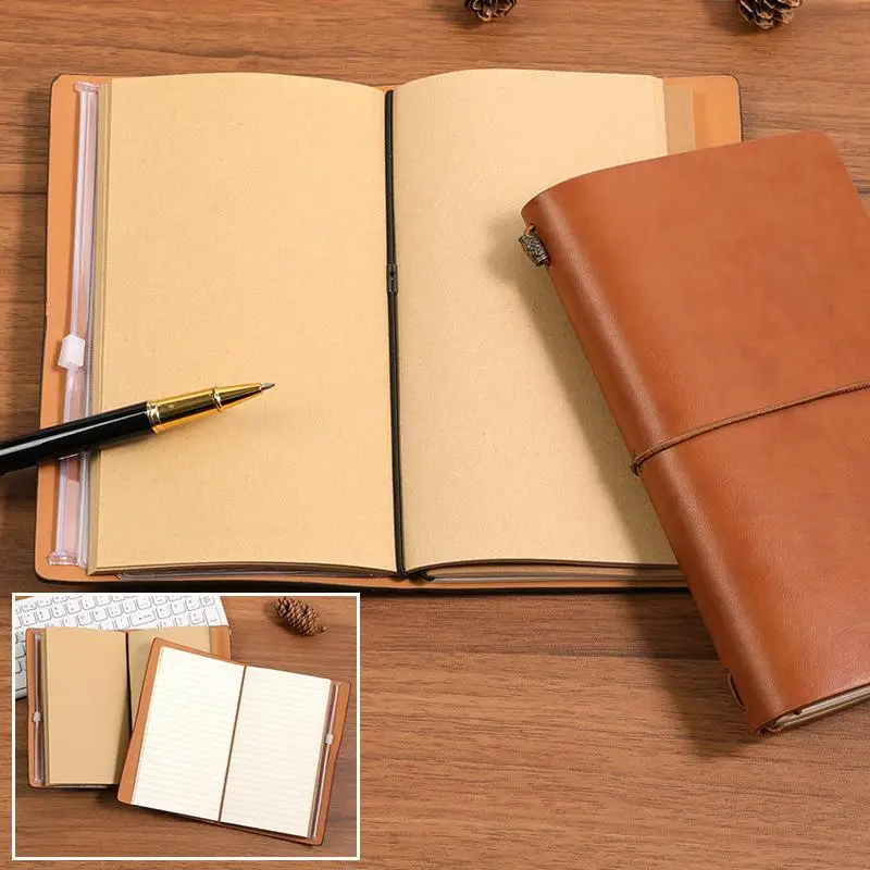 Hot Vintage PU Leather Refillable Notebook Soft Cover Loose Leaf Pages For Travel Work School Daily Journaling - view 4
