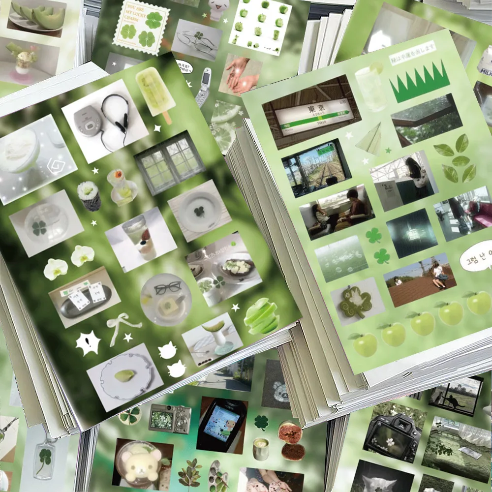 8 Pieces Green Series Stickers - Fresh Decorative Decals for Handbooks, Phone Cases & Notebooks BulingBulingStickers Store