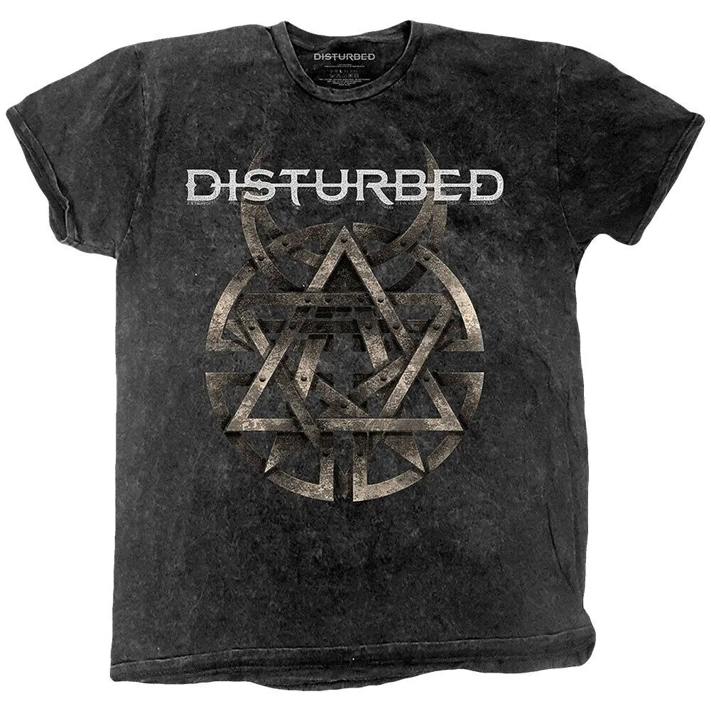 Men's Disturbed Riveted Dip Dye Mineral Wash Tie T shirt Large Charcoal