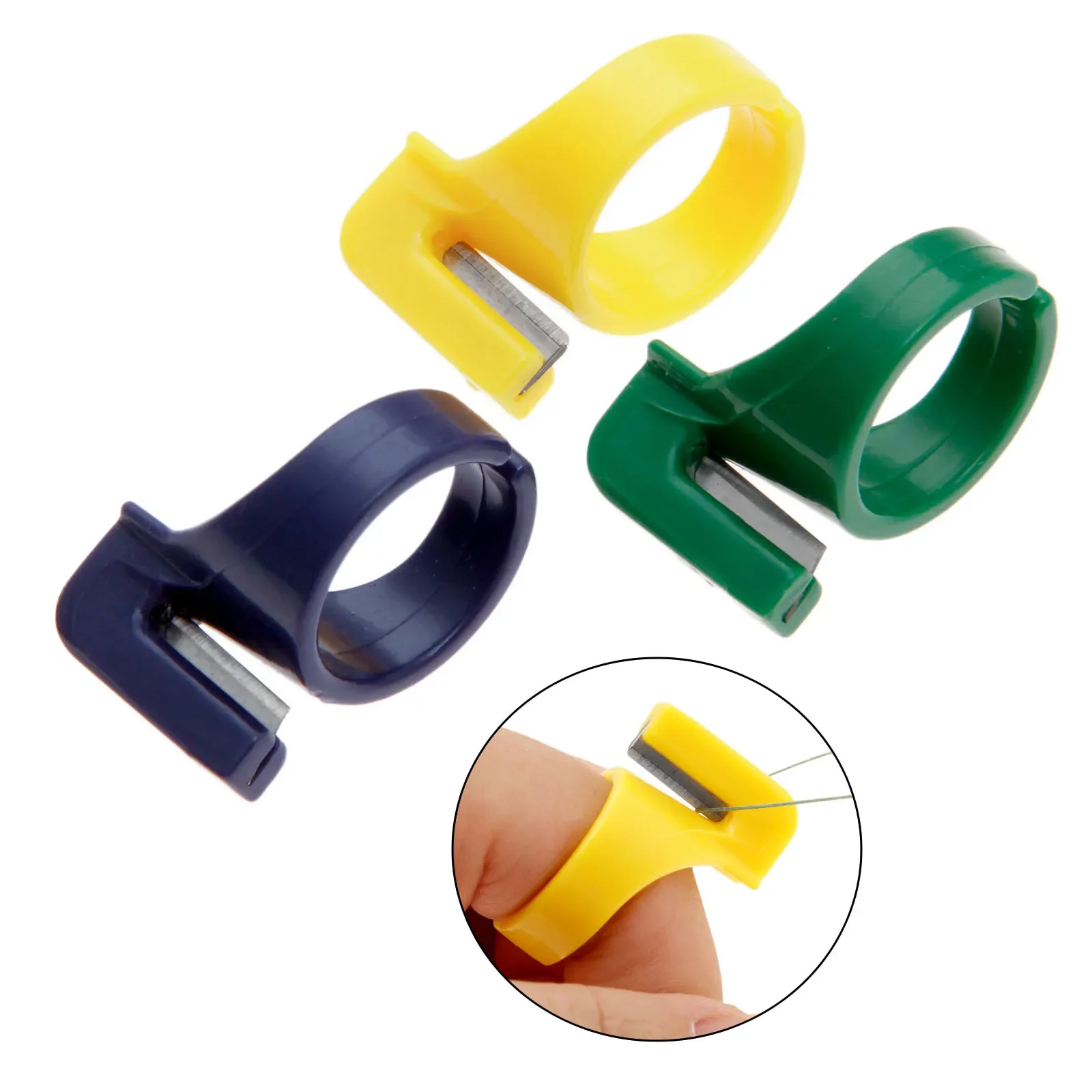 3pcs Home Plastic Thimble Sewing Ring Thread Cutter Finger Blade Needle Sewing Craft DIY Accessory Tool Finger Knife