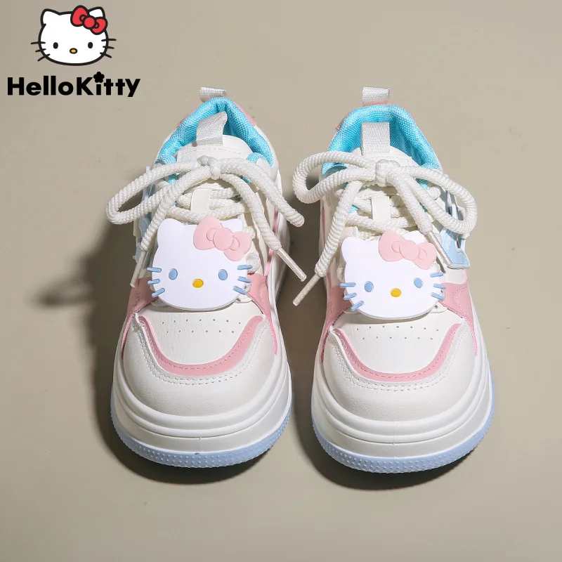 Sanrio Hello Kitty Cartoon New Fashion Trend Shoes Women Casual Versatile Sneakers Y2k Girl Style Kawaii Thick Sole Plate Shoes