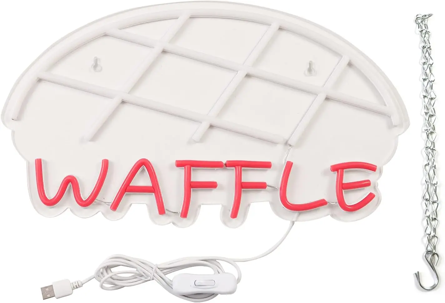 Waffle Neon Sign USB Powered LED Neon Light for Bedroom Cake Shop Bakery Supermarkets Restaurant Stores Cookie House Wall Decor