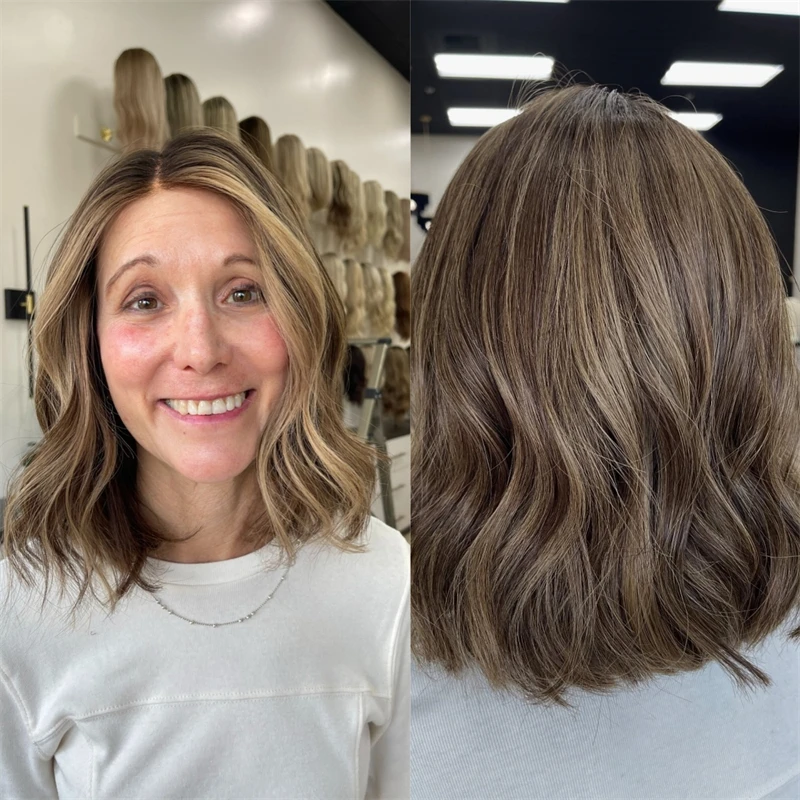 

Short Wave Bob 13x4 Ombre Brown Blonde Highlight HD Lace Frontal Wig Cosplay Party Daily Wigs Preplucked Hairline with Baby Hair