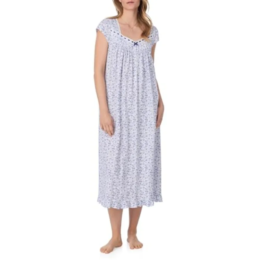 

Eileen West Sleepwear and Loungewear for Women - Jersey Knit Collection - 100% Cotton Lightweight Stretchy Long Nightgown
