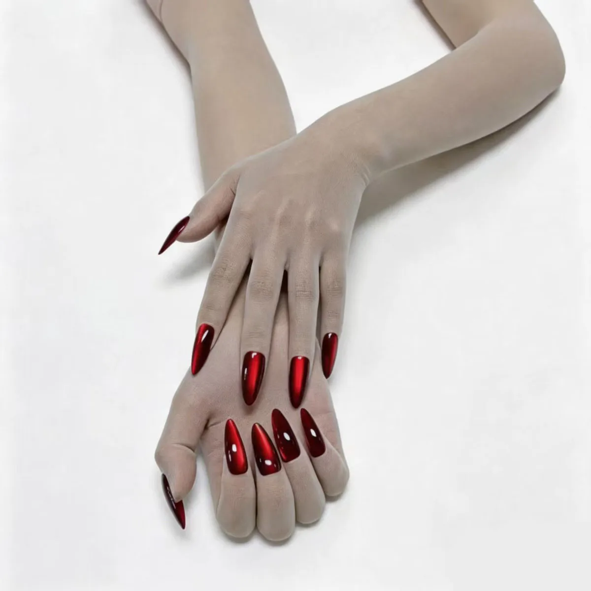 Ultradünne nahtlose Strumpfhandschuhe – 3D-Katzenaugen-Nagelabdeckungen – modische Fünf-Finger-Strumpfhandschuhe – dekorative Handschuhe – Detail 5