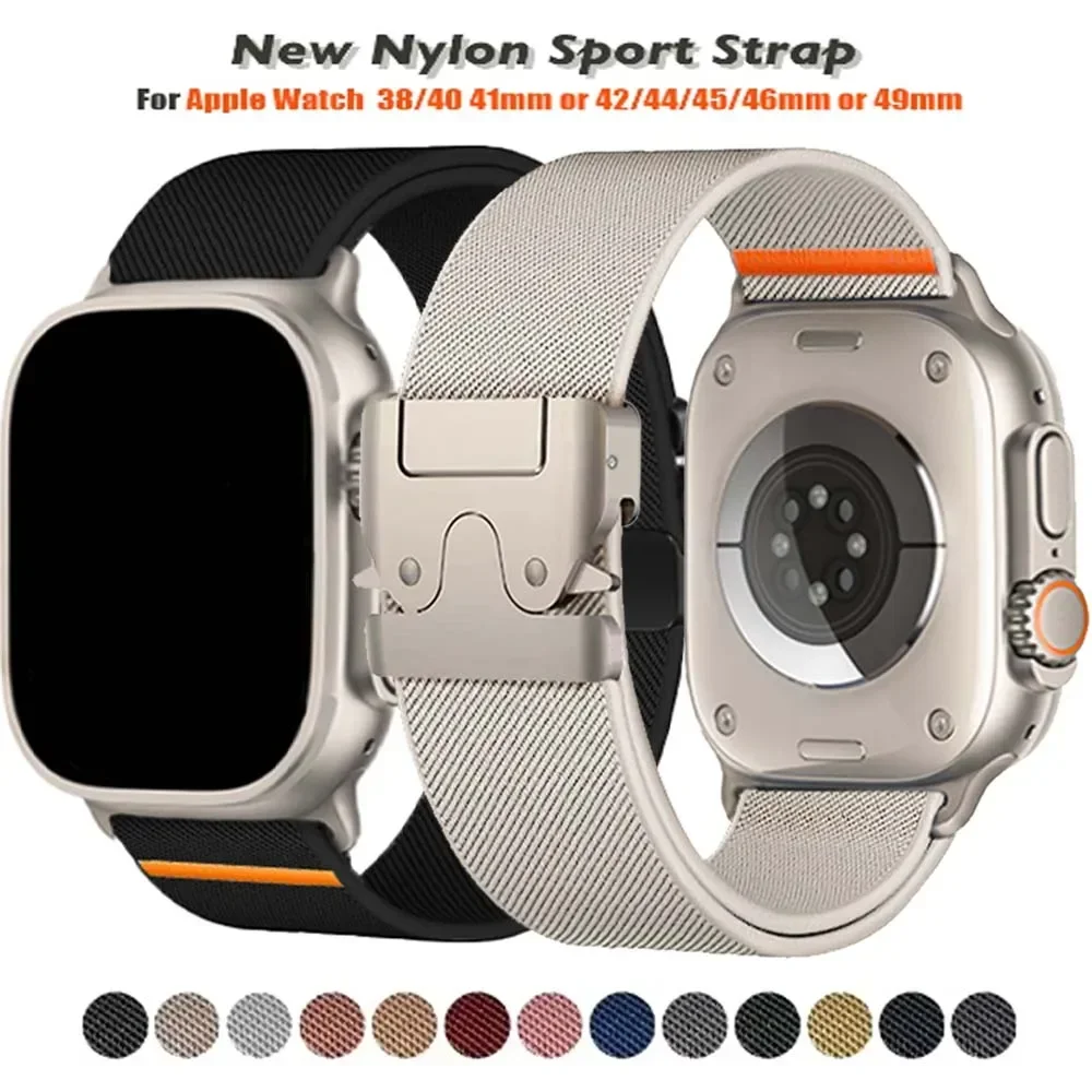 Elastic Nylon Strap for Apple Watch Series S10 46mm 42mm Ultra2 49mm 44mm 45mm 41mm 40mm Loop Bracelet Iwatch S10 9 7 8 4 5 6 SE