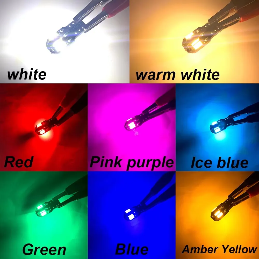 10Pcs W5W T10 LED CANBUS No Error 5W5 12V 2W 600Lm Super Bright Car Interior Side L22ight 194 3030 SMD Auto Bulb White Amber Red image 3