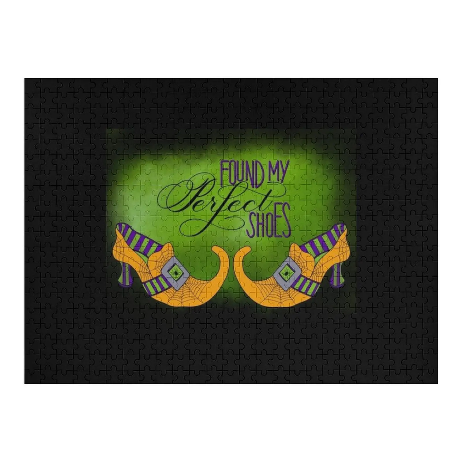 

Halloween Found My Perfect Shoes, Witch Style Shoe Design Jigsaw Puzzle Wood Adults Custom Name Wood Personalised Name Puzzle