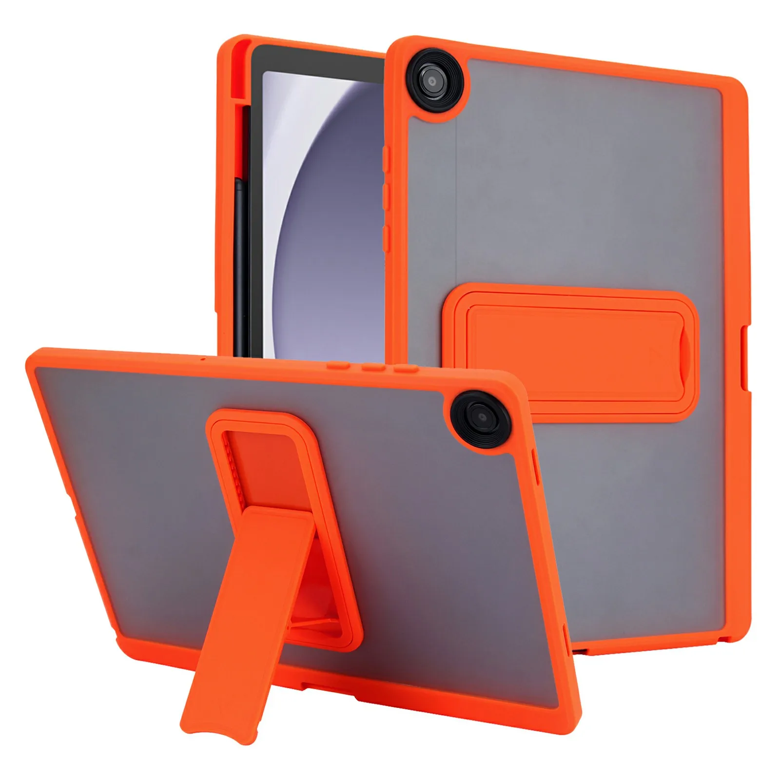 For Samsung Galaxy Tab A8 10.5 (2022) / (2021) Case Pencil Slot Kickstand Acrylic + Silicone Tablet Cover - Orange