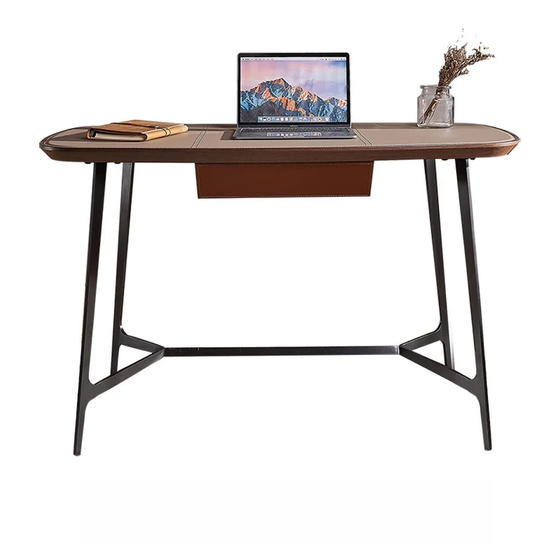 Italian minimalist, solid wood desk and chair combination, stainless steel computer desk, home office