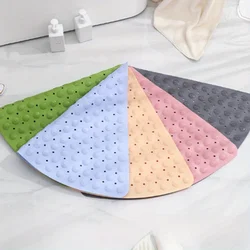 1pc Corner Shower Carpet Floor Mat Hotel Home Suction Cup Toilet PVC Shower Mat Bathroom Sector Shape Anti-slip Pad Cushion