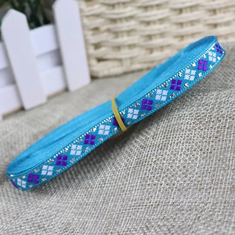 7 Yards 1Cm Jacquard Lint Geweven Singels Tape Etnische Trim Geborduurde Kant Diy Kledingstuk Gordijn Naaien Accessoires Farbic