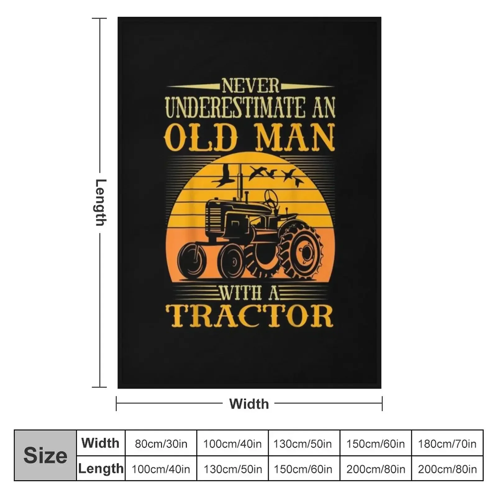 Never Underestimate An Old Man With A Tractor - Birthday Gift Farmer Throw Blanket warm winter Quilt Blankets