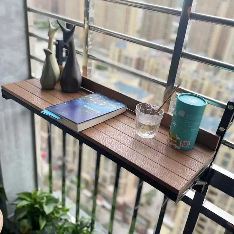 

American country balcony can accommodate folding table household terrace outdoor railing guardrail hanging leisure table