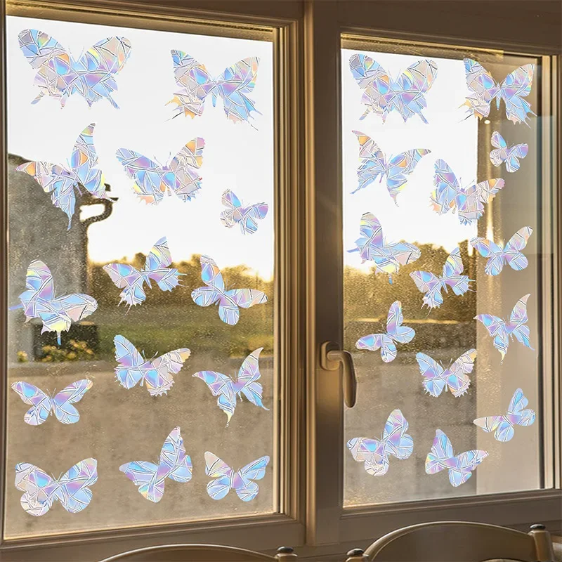 Butterfly Rainbow Suncatcher Window Stickers PVC Star Prism Glass Wall Sticker Home Kids Bedroom Decoration Self Adhesive Decal