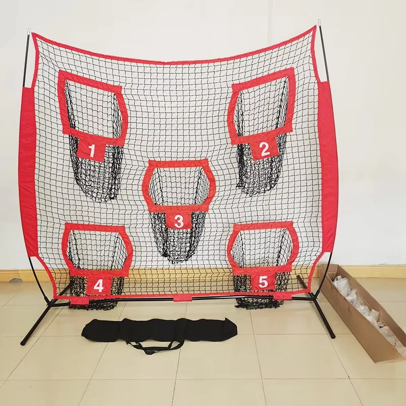 7X7 Rugby Net, Baseball Pitching Practice Indoor/Outdoor Ball Sports Training Net, Polyester, Red/Black/White