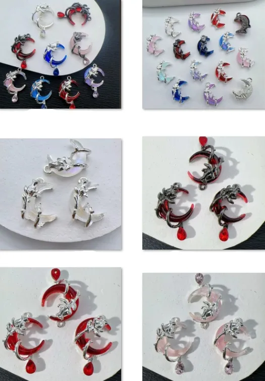 10pcs color Halloween Rose flower Moon 3D Enamel Charms Mixed Charms Pendants For DIY Earring Necklace Jewelry Making