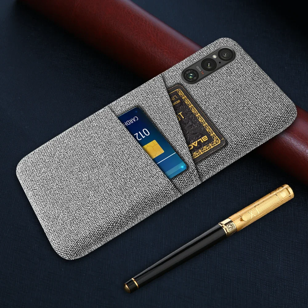 Dla Sony Xperia 1 V VI IV III II obudowa luksusowa tkanina z podwójną kartą do Sony Xperia 1 II III IV V VI etui Coque Funda Capa