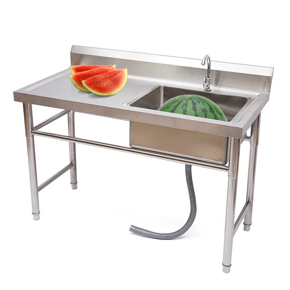 

Commercial 304 Stainless Steel Sink 1 Compartment Independent Practical Sink Set 120 * 60 * 80cm