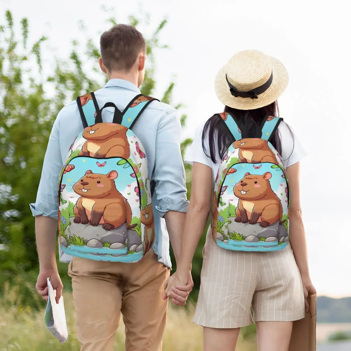 Capibara Borboleta para Adolescentes Estudante Escola Bookbag Daypack Médio Alto Presente Universitário