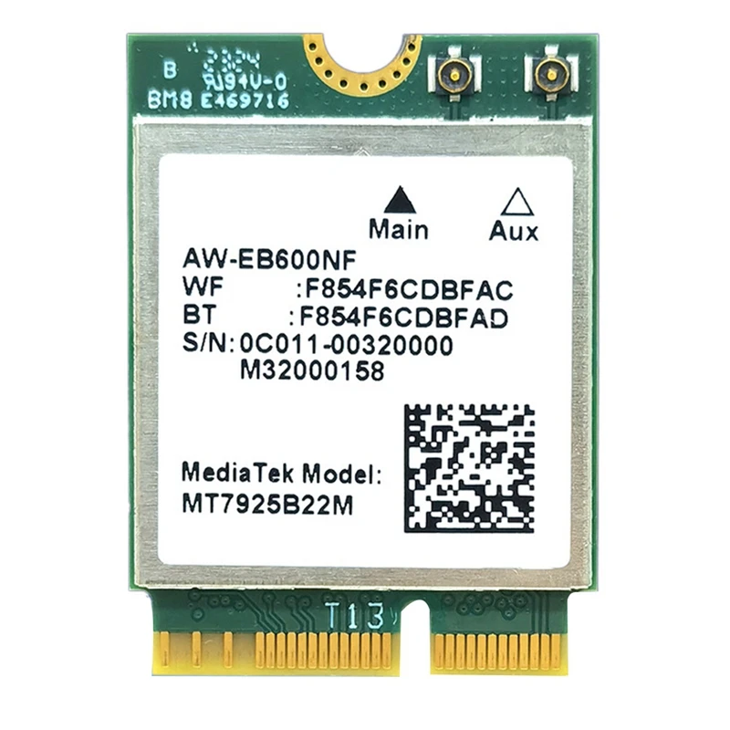 Wi-Fiカードとデフレクター付きアンテナ,mt7925,5400mbps,m.2,トリプルバンド,2.4g,5g,6g,bt5.3,win10,11,Linux用アダプター