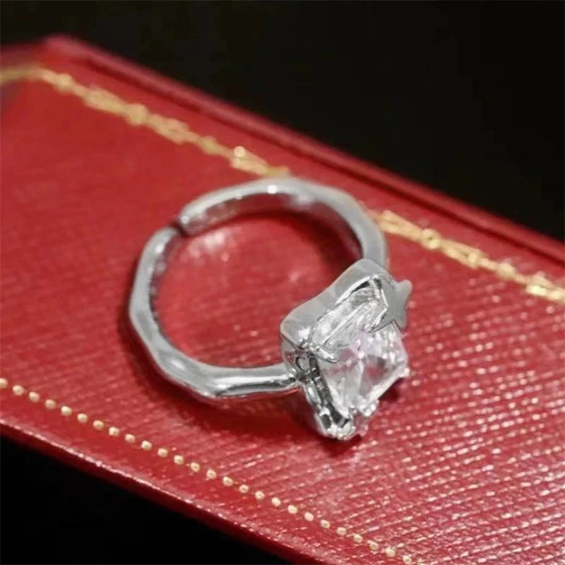 Japanese and Korean niche ins style diamond opening adjustable ring commuting temperament versatile 925 sterling silver jewelry