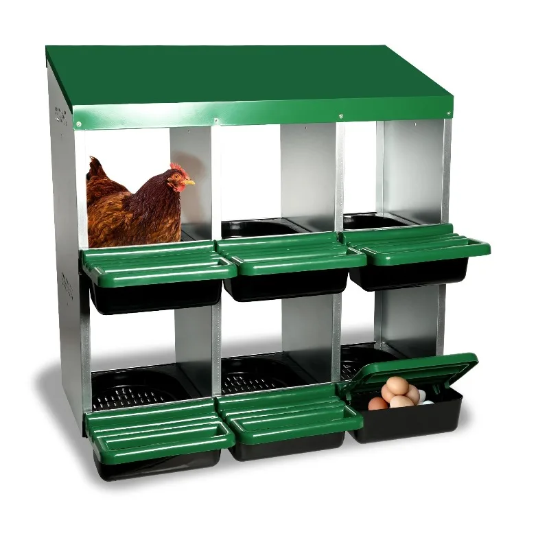 Chicken Coop Double Layer Roll-out Nesting Box Pet Cage Metal Chicken Nesting Boxes Automatic Chicken Nest Box