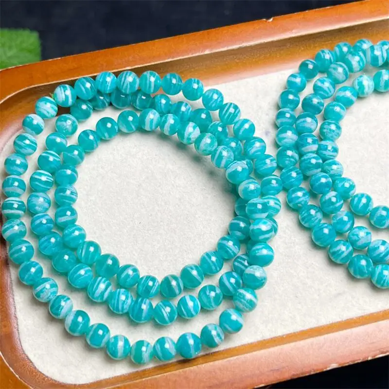 Natural Amazonite Triple Circle Bracelet Women Charm Healing Reiki Yoga Energy Wrist Jewelry Gifts 1PCS 5/6MM