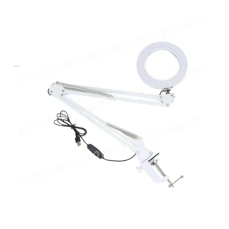 Long Arm Magnifying Glass Folding Table Lamp Usb Beauty Clip Lamp Led Electronic Floor Lamp