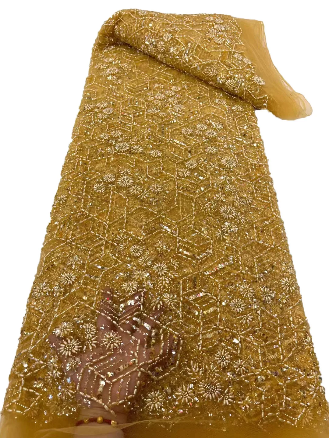 

Новое Кружевное Сетчатое платье-Ципао ручной работы с бусинами и блестками, высококачественное модное платье в европейском и американском стиле