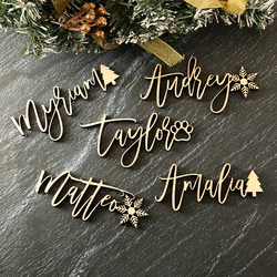 Personalized Merry Christmas Place Cards Stocking Tags Gift Tags with Wooden Paw Decor Christmas Themed Place Card Decorations