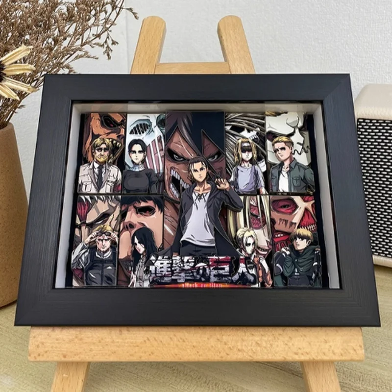 進撃の巨人-3d-立体絵画-ミカサ・アランの2d周辺フィギュア-装飾用壁掛け絵画とテーブル手作り
